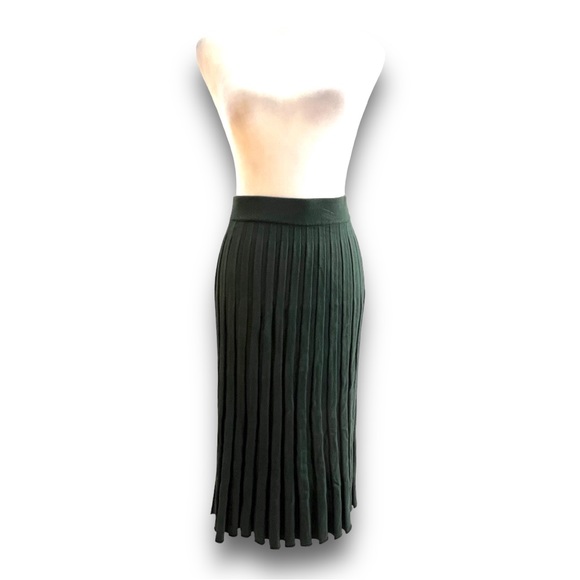 A NEW DAY Forest Green pleated knit Maxi Skirt SZ M - Picture 2 of 9